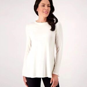 J JASON WU Knit Semi-Fitted Long Sleeve Swing Top in Ivory Sz XL A523286
